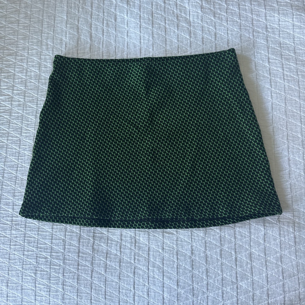 Zara Green and Black Mini Skirt